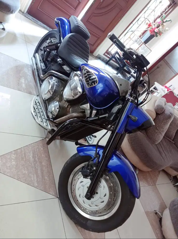 Custom Ala Fatboy Blue, Honda VTX 1300 cc Full Paper Murah