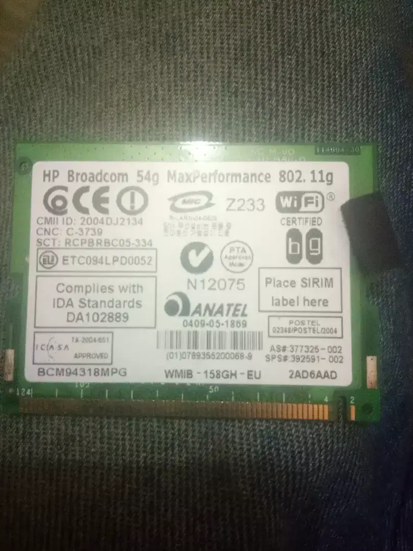 WiFi Card 54g copotan laptop merek HP.