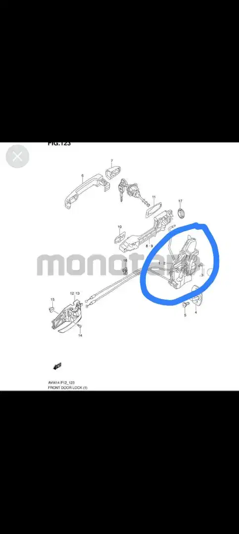 Doorlock suzuki ertiga gx (driver/kanan depan) ori ex copotan mobil