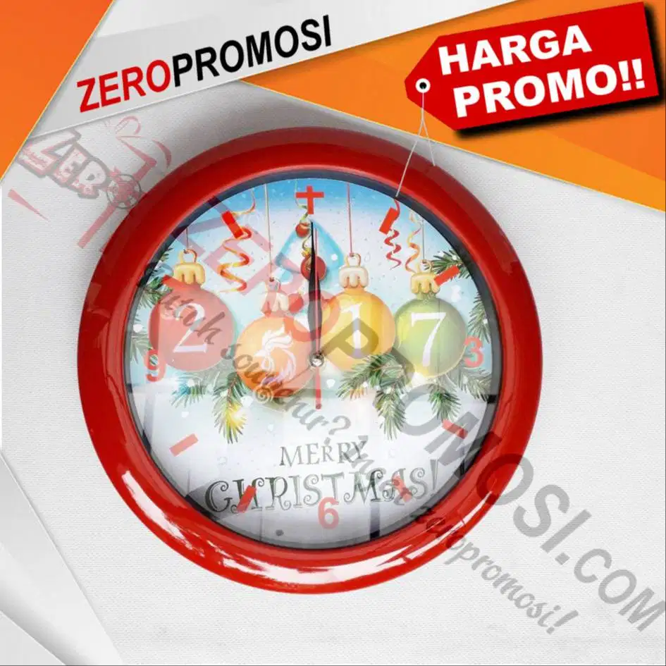 Jam Dinding Kaca Natal bisa custom logo