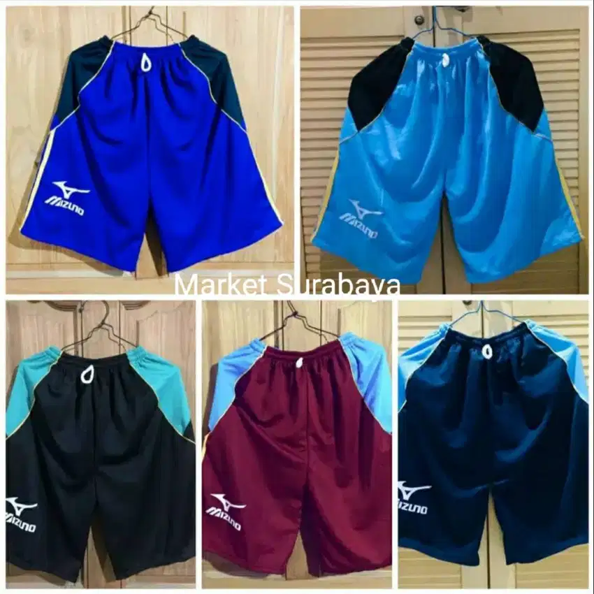 Celana badminton pria dan wanita polos hitam dan strip