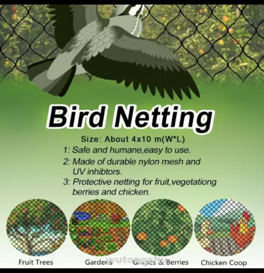 Birt Netting Size 4x10 m PE untuk Tanaman