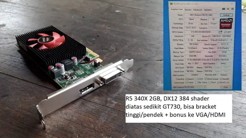 VGA paten R5 340X DX12 2GB GT635 2GB Valorant GTA V PES Editing Video