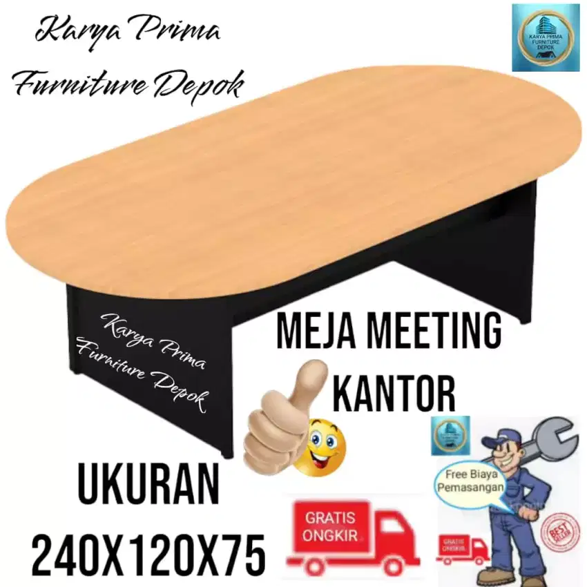 Meja Meeting Rapat Oval 240x120x75 special 2.000.000 free ongkir COD