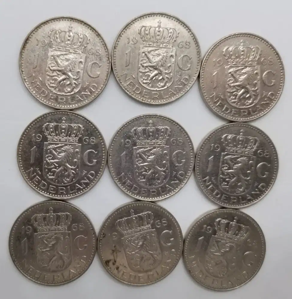 9 Koin Belanda, Netherlands 1 G JULIANA 1968