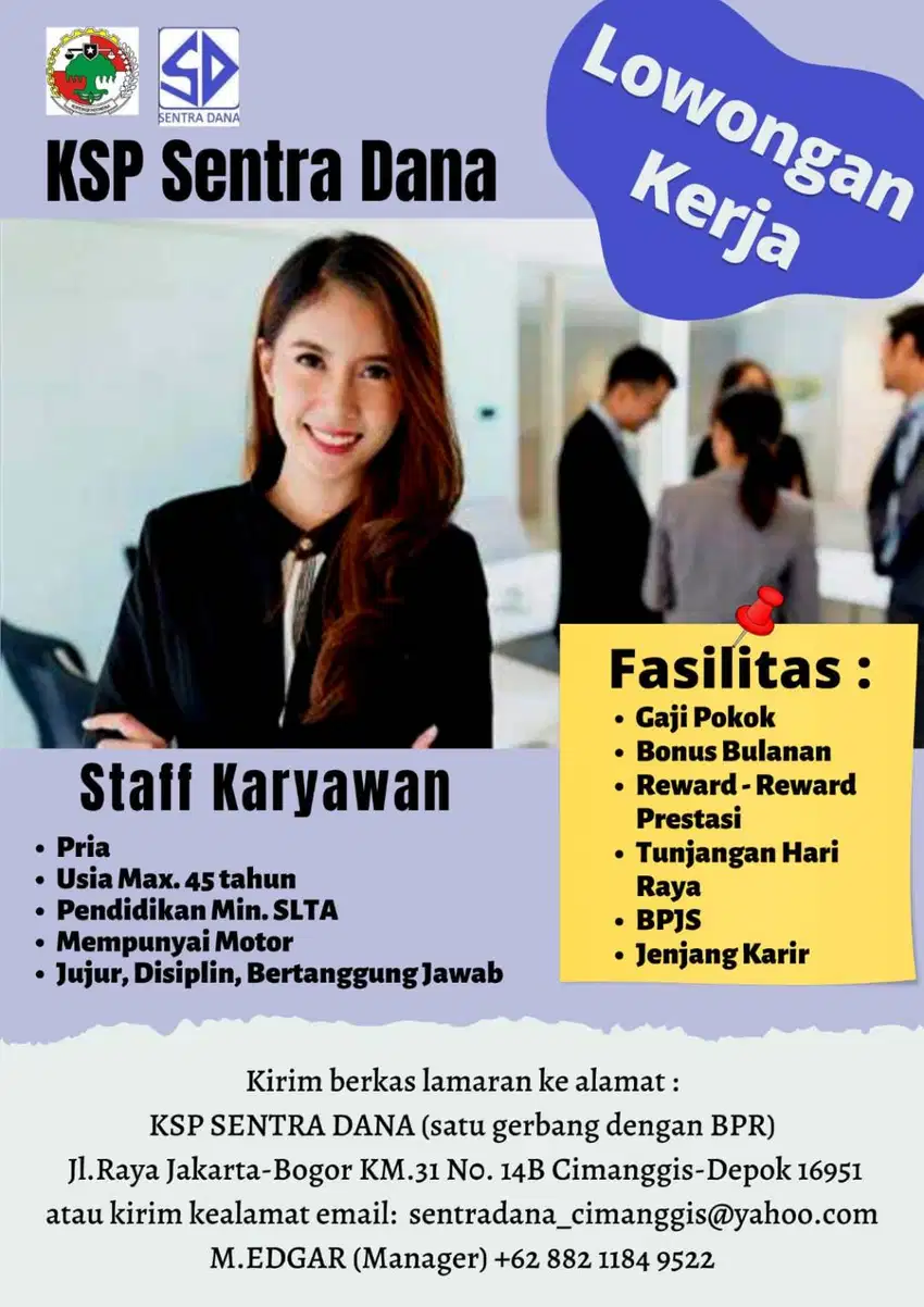 LOWONGAN KERJA STAFF KARYAWAN/COLLECTOR & MARKETING