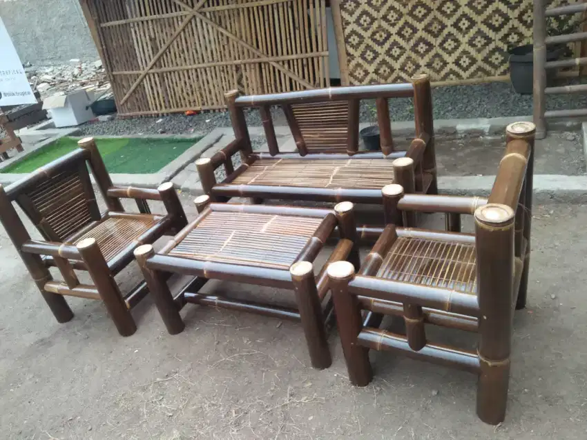 Jual kursi bambu 1 set