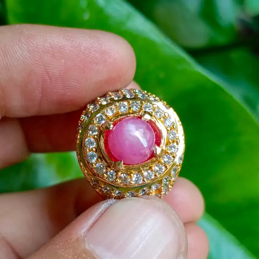 Cincin Batu Permata Natural STAR RUBY + Memo (3,75ct)