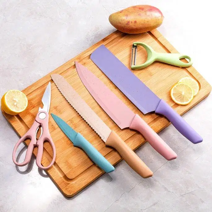 eaeaabch set pisau dapur 6 in 1 gunting peeler  pengupas buah
