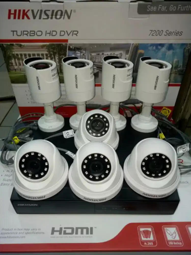 Paket komplit 8 camera cctv Hikvision 2 Mp include pemasangan.