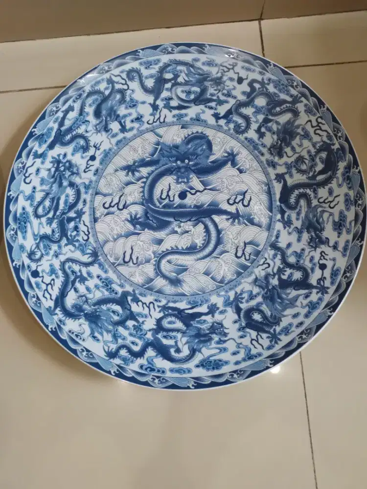 Piring keramik cina lukis jadul diamtr 41cm