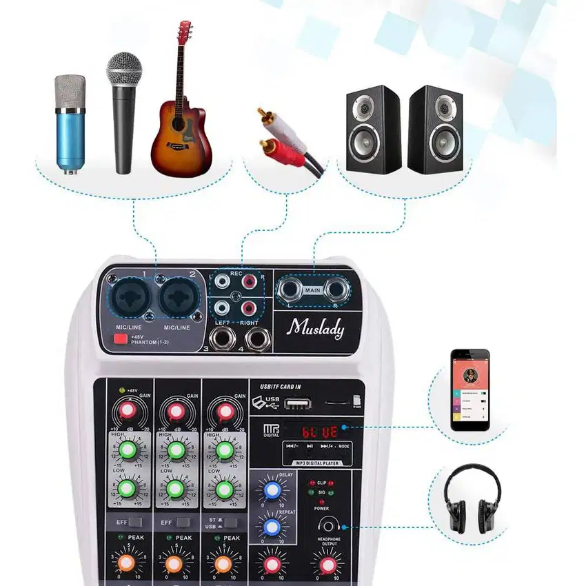 Pemutar Musik Mixer Sound System + Phantom  48V - Broadcast NEW