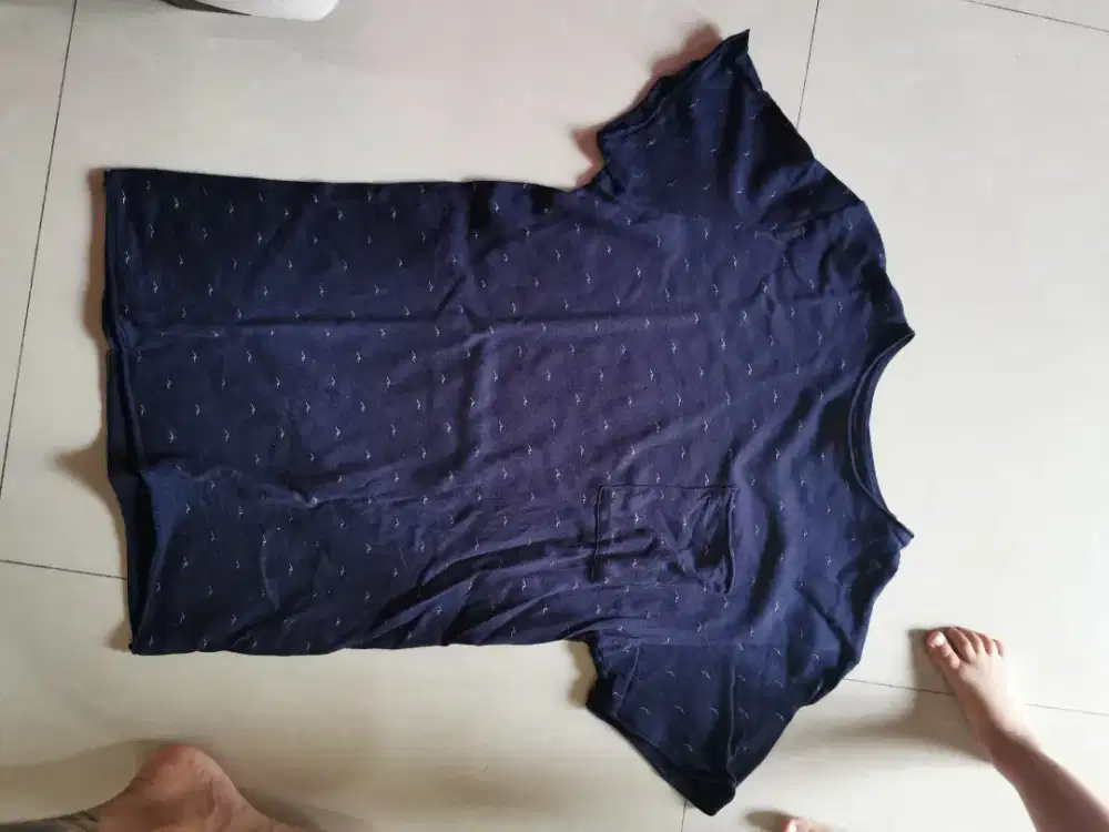 kaos zara original biru navy