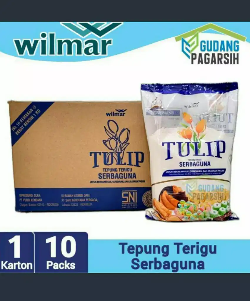Tepung terigu tulip 1 dus/karton(10kg)