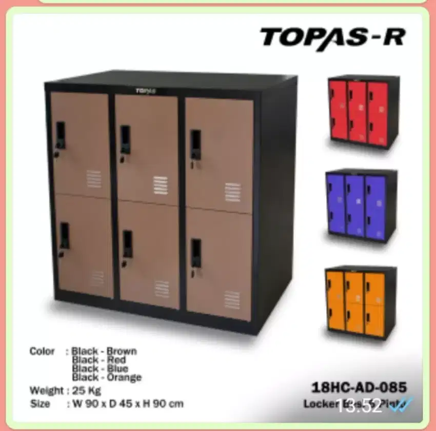 Locker Besi 6 Pintu Topas Rione