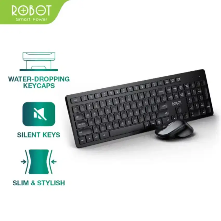 Robot Keyboard Mouse Wireless Receiver USB Silent Key Numerik Angka