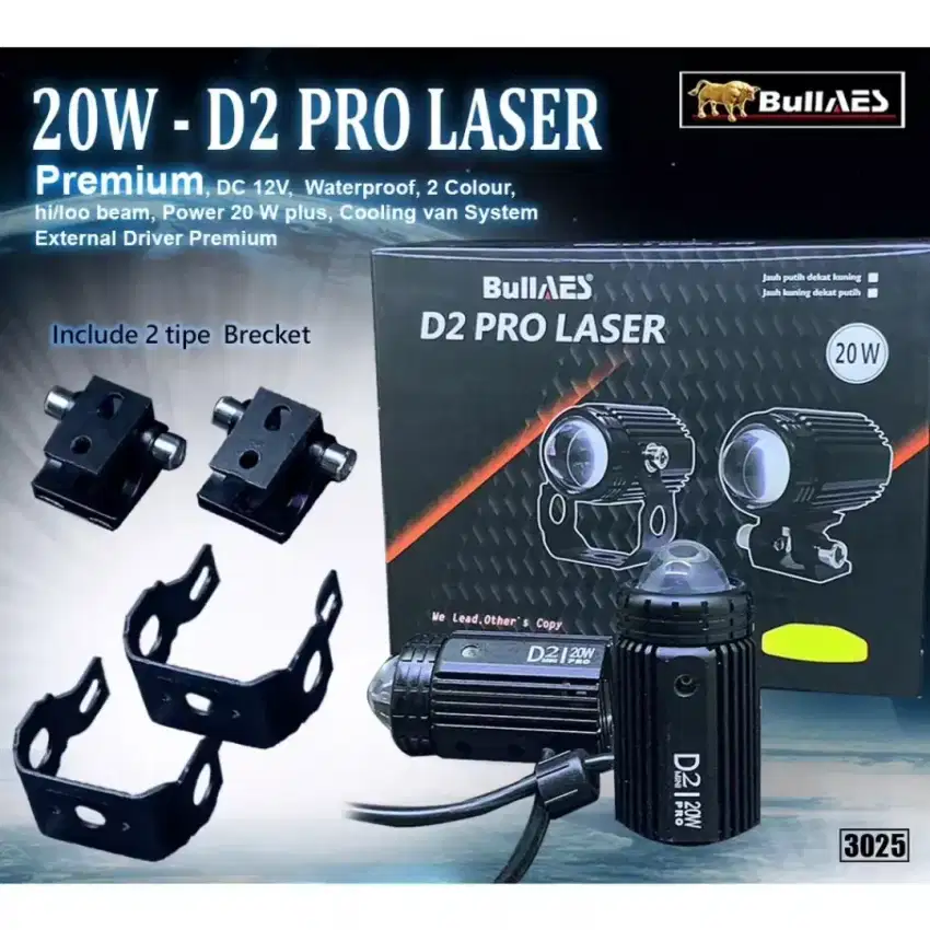 Lampu Tembak D2 Pro 20W Laser BullaES