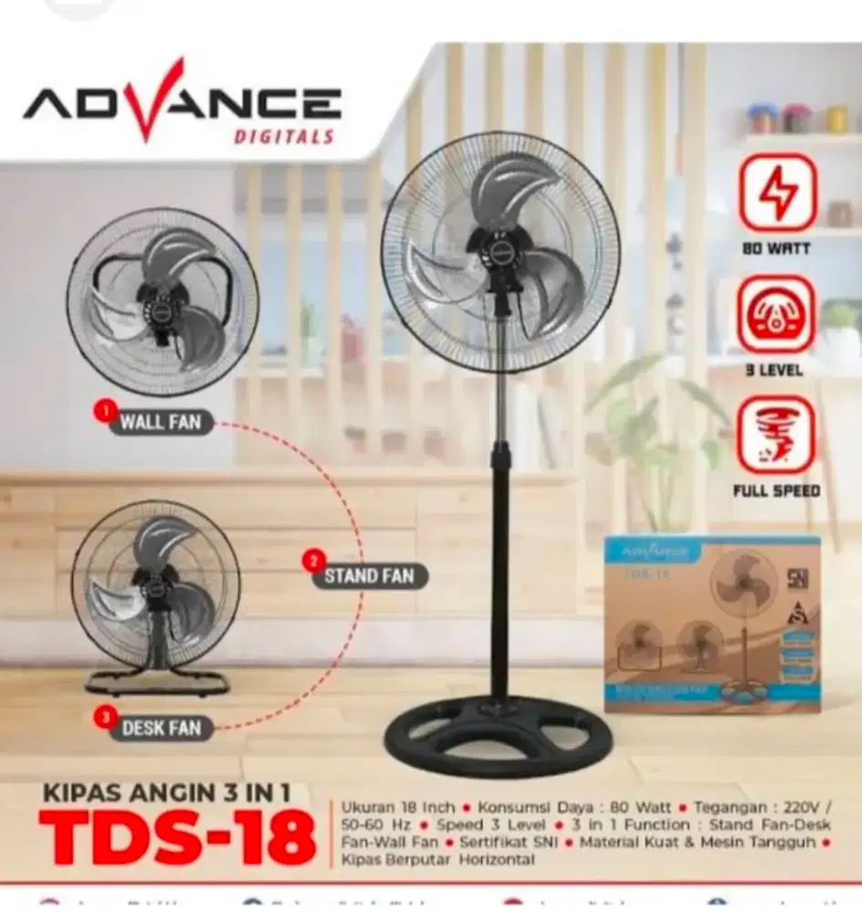 KIPAS ANGIN 3IN1 BESI 18 INCI ADVANCE TDS 18