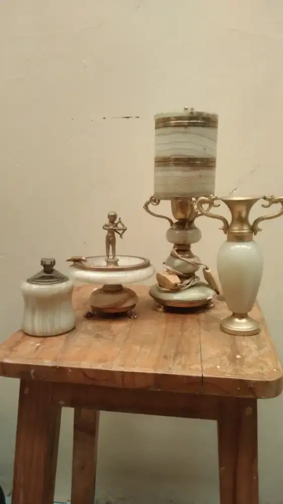 Pajangan media onyx mix kuningan tua jadul