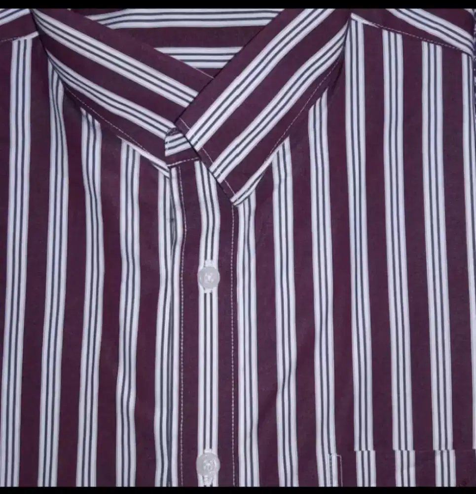 Kemeja Polo garis merah bata