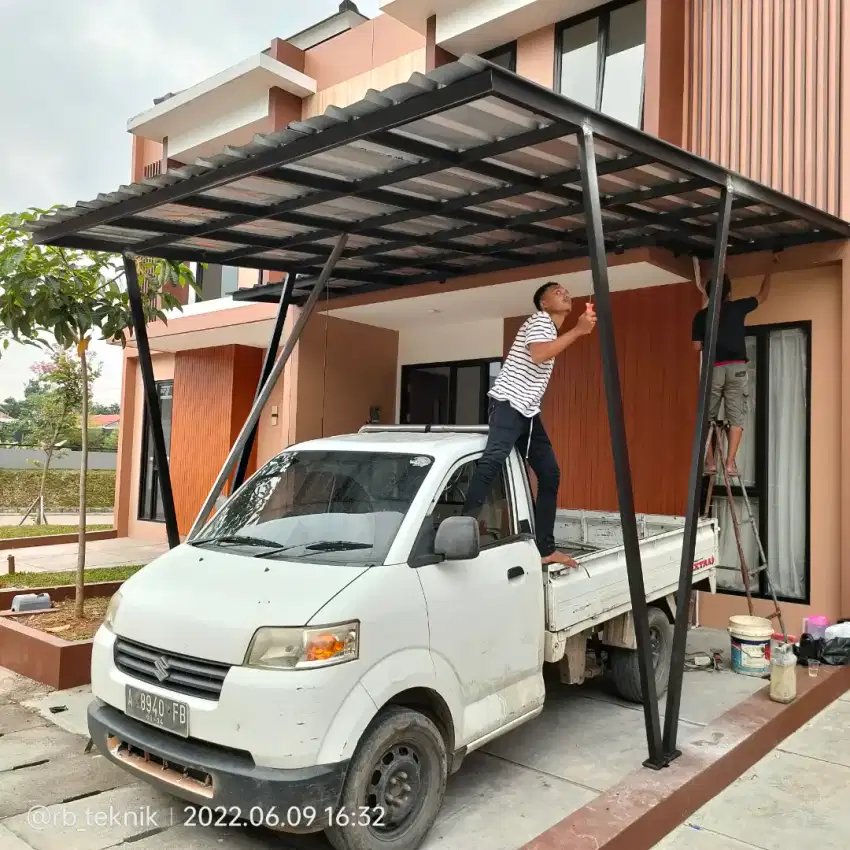 Kanopi holo galvanis, atap sepandek pasir