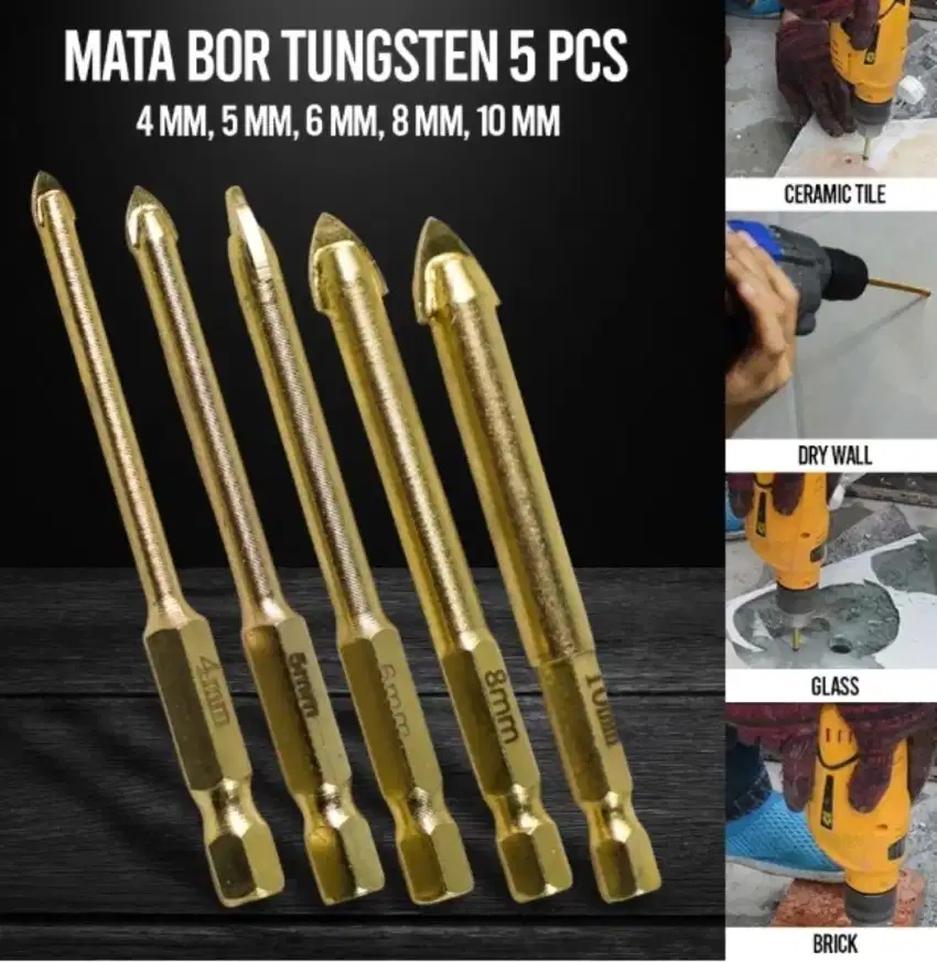 Mata Bor Tungsten Drill Bit 4 5 6 8 10mm 5 PCS