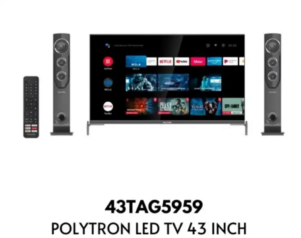 Tv Led Polytron Android 43 inc Smart 43TA5055 Tower Speaker Digital