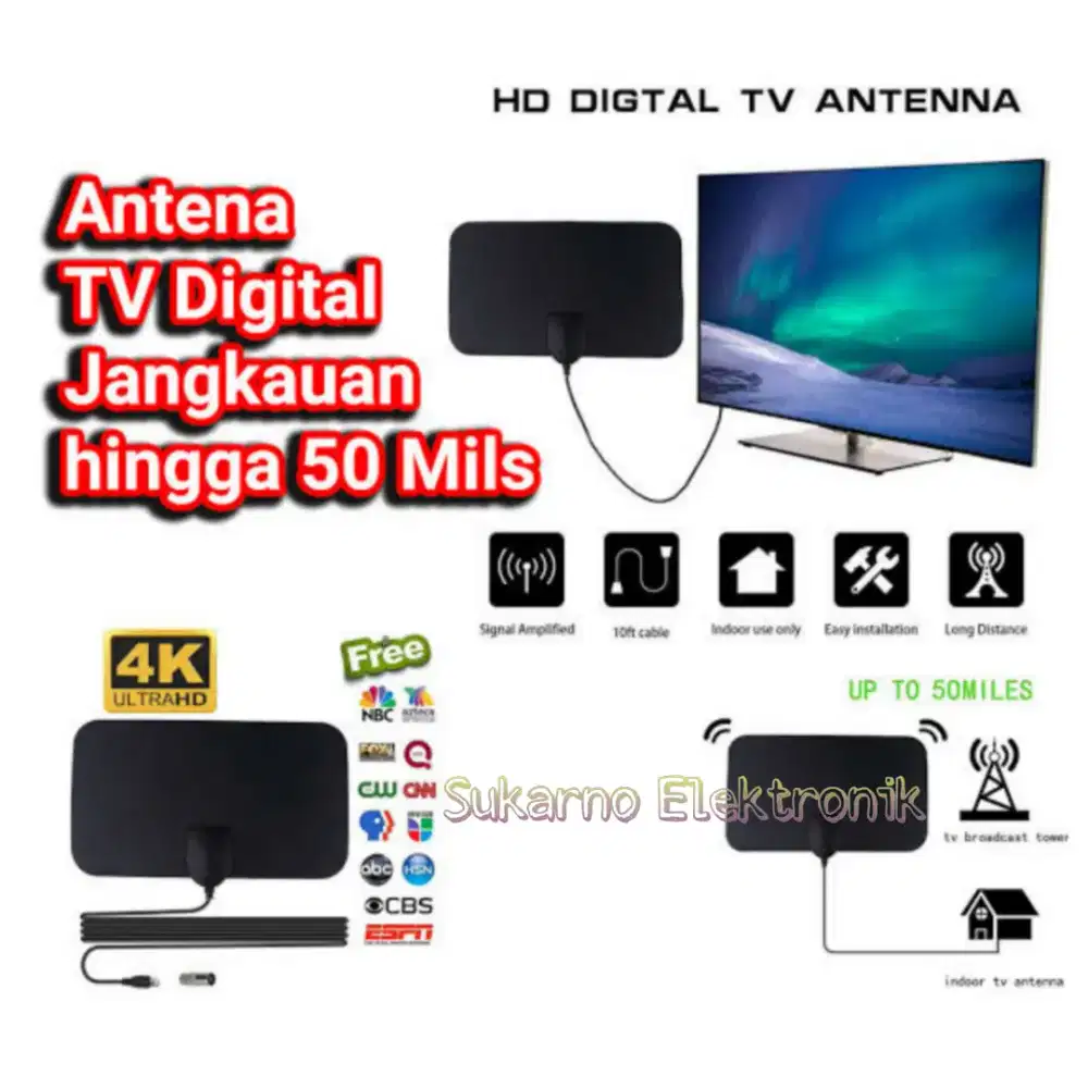 Antena TV Digital DVB-T2 4K High Gain 25dB Taffware - TFL-D139