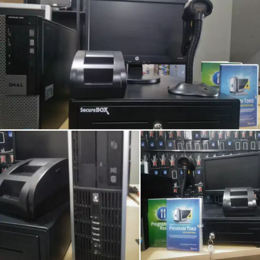 Komputer PC branded Lengkap Utk kasir Dgn printer,scaner,dan laci uang