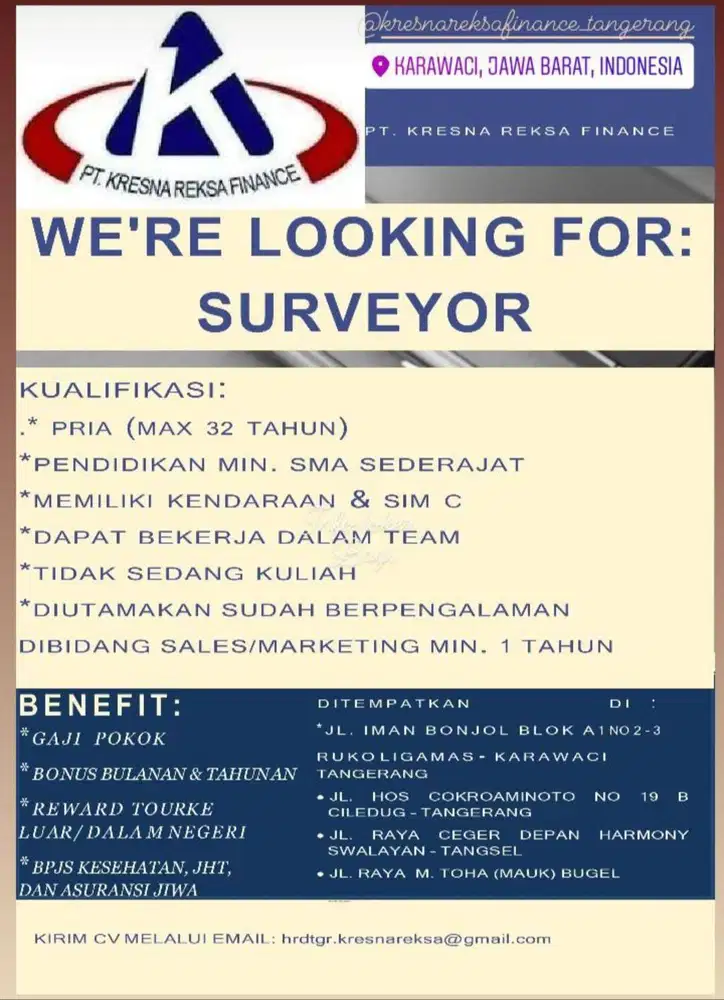 DIBUTUHKAN SEGERA SURVEYOR