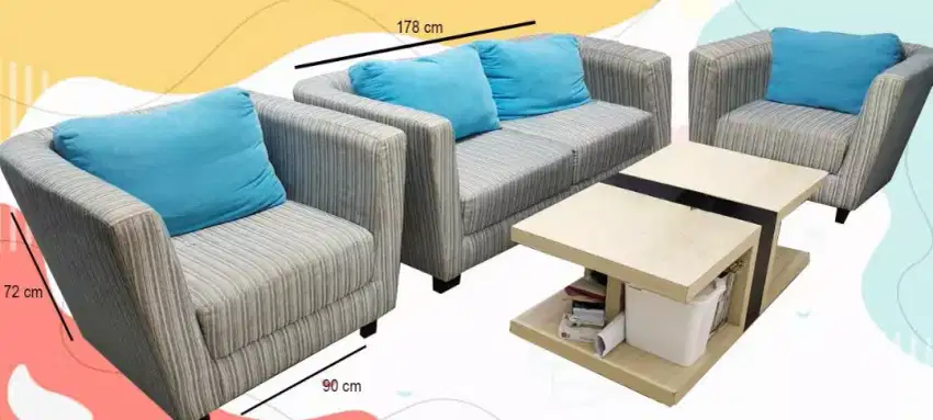 Sofa set meja ukuran besar minimalis