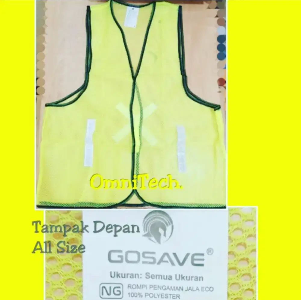 1Lusin Baju Rompi Safety Jaring Proyek Scotlite Nyala Scoth Hijau