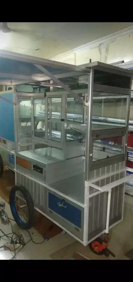 gerobak etalese sempol aluminium