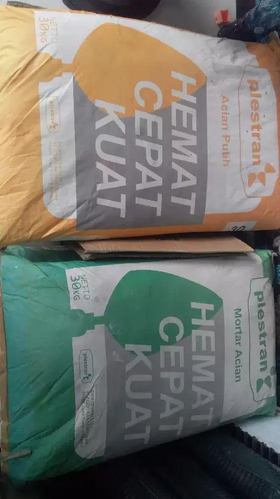 Mortar acian putih dan abu abu