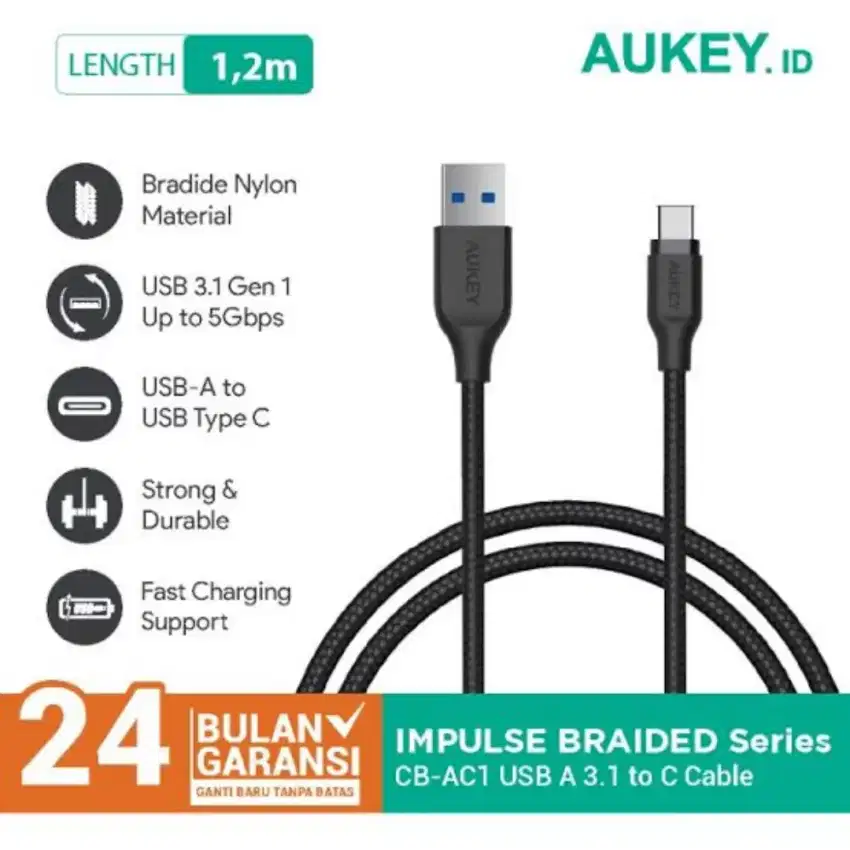 Aukey Type C Charging Cable CB-AC1 Braided Nylon USB 3.1