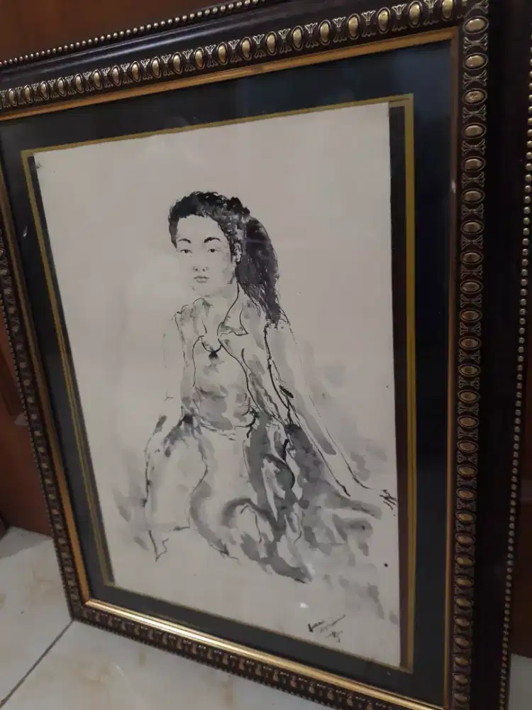 Lukisan gadis ink on paper