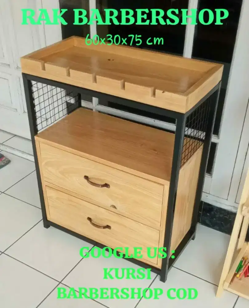 Rak Laci Meja kaca Troli barber barbershop salon pangkas Bekasi