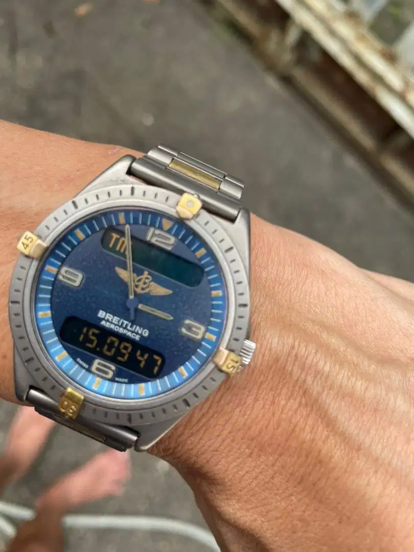 Breitling aerospace blue titan 1st edit rare halfgold original vintage