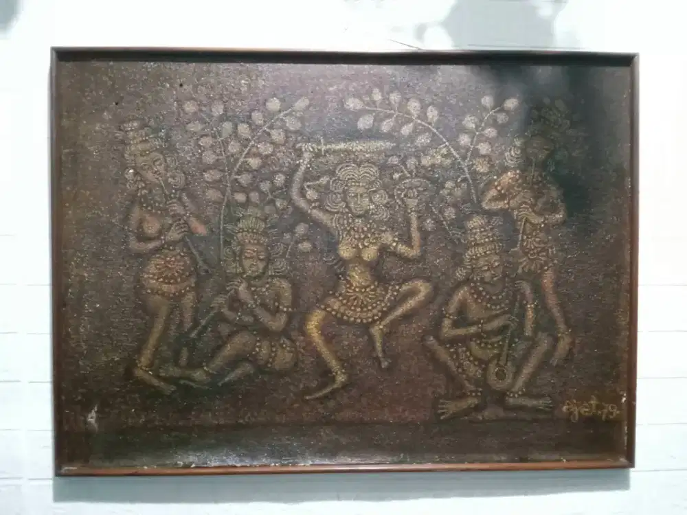 Lukisan lawas kanvas cat minyak karya ajat79' koleksi antik jadul rare