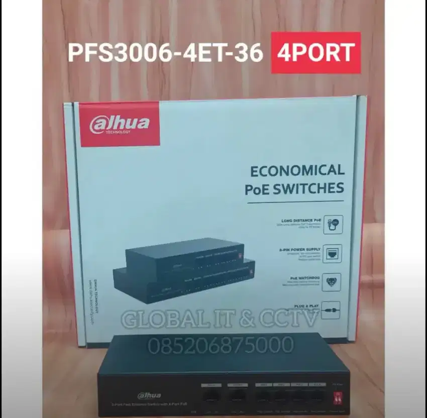 Switch PoE 4 Port Dahua PFS3006-4ET-36