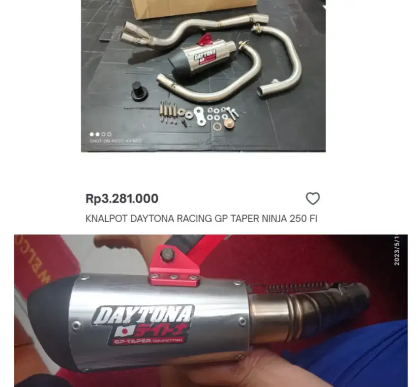 Kenalpot Racing ORI DAYTONA Ninja 250FI/Z250/karburator