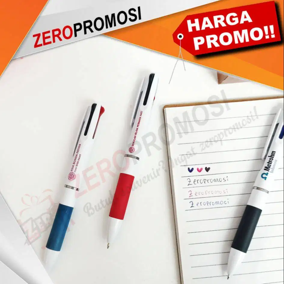 Souvenir Custom Pulpen 3 Warna Promosi