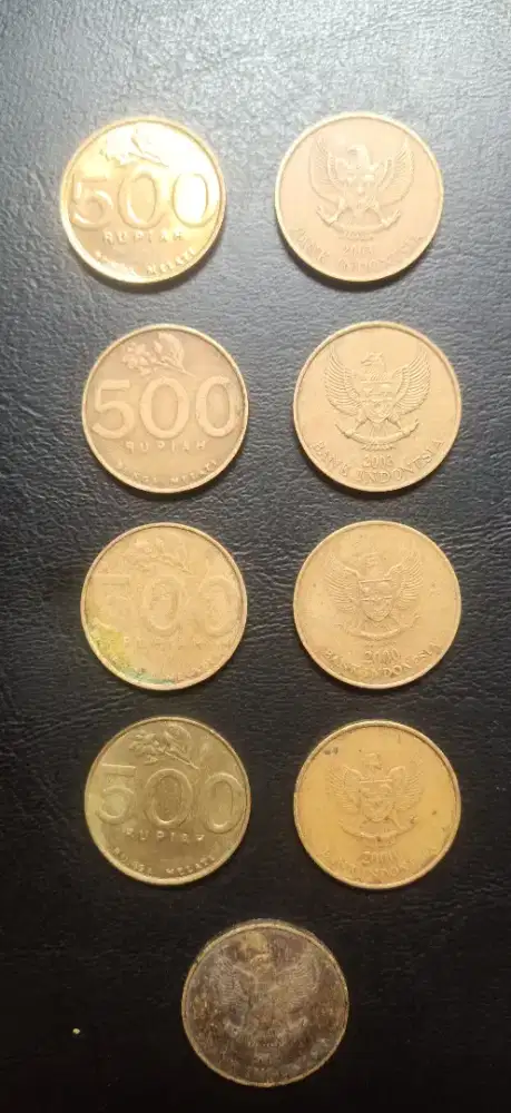 Uang coin 500 ada 9 bh tahun 2000 koleksi borongan semua 4,5jt cepat