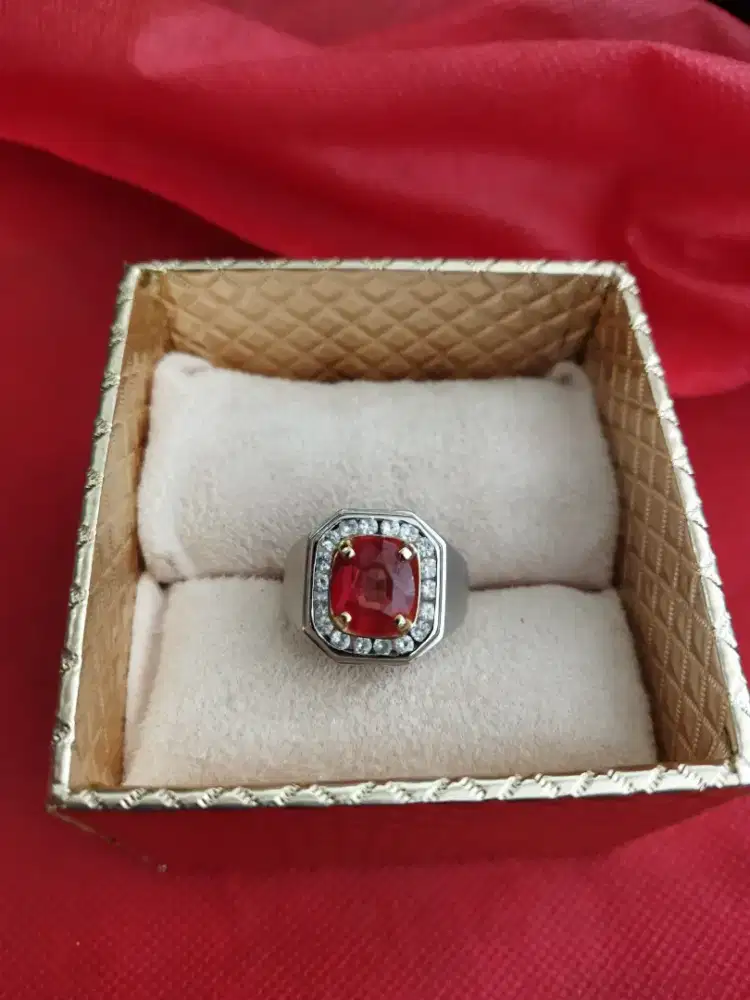 Cincin Eropa Pria Berlian Padparadcha Kode 022