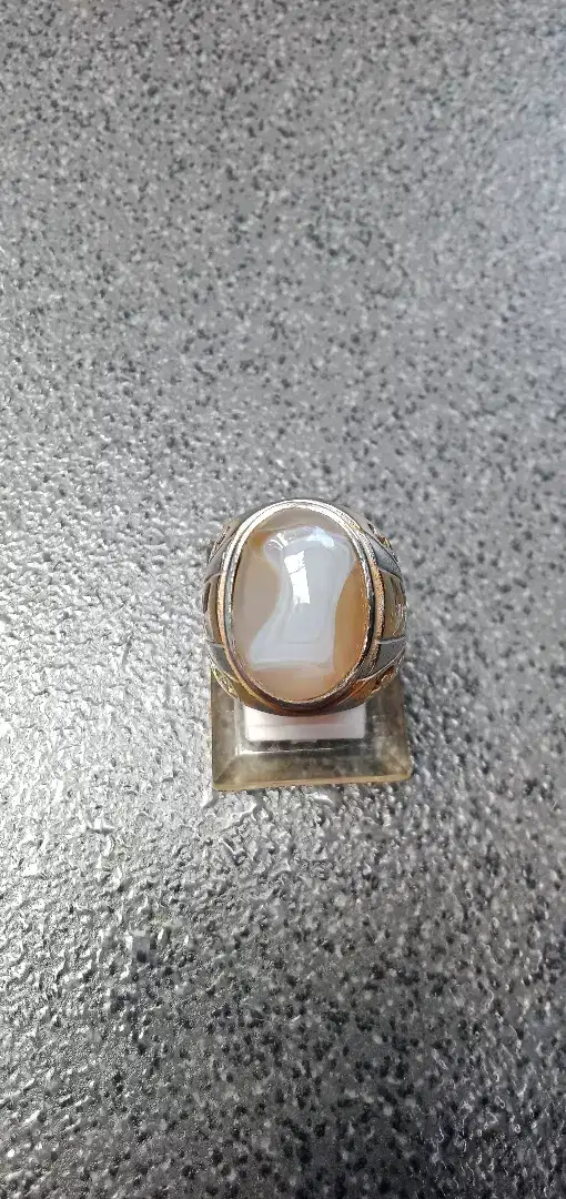 Cincin natural batu agate motif angka 1