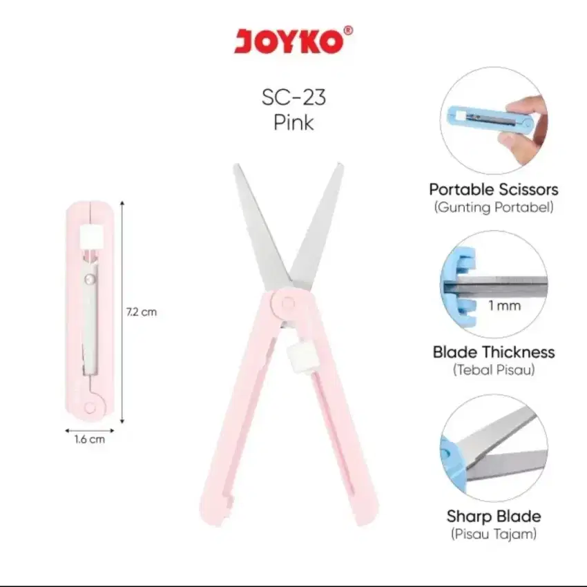 Gunting Mini Portable Scissors Joyko SC-23 - Pink