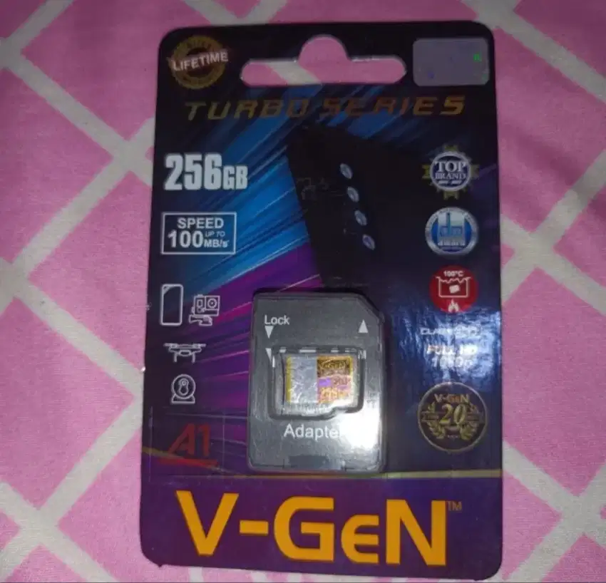 Micro SD VGEN TURBO 256GB A1 Class 10 Speed 100MB/s Garansi Lifetime