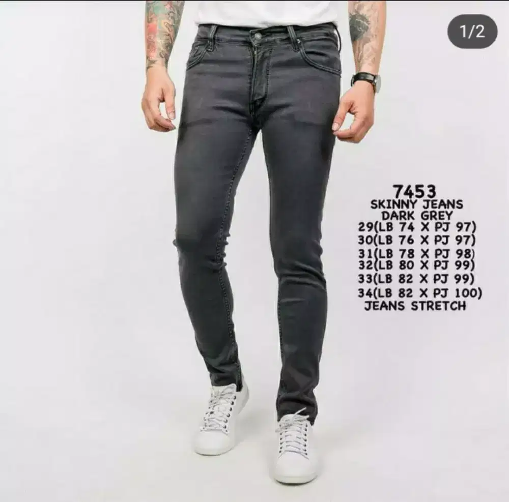Skinny Jeans PULL&BEAR Dark Grey. COD Jakarta dan sekitarnya