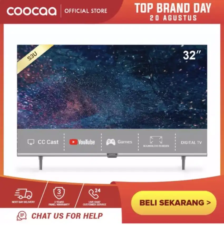 Led 32 smart tv coocaa 32s3u