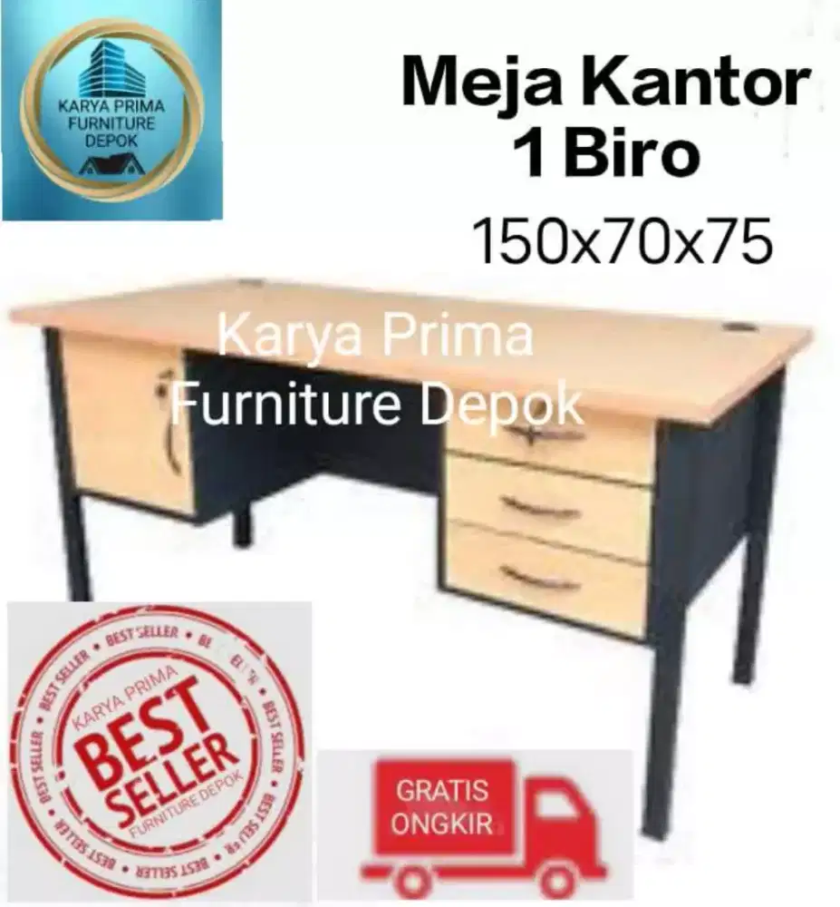 Meja  Tulis Kantor 1 Biro 150x70x75simple&kokoh1.350.000free ongkirCOD